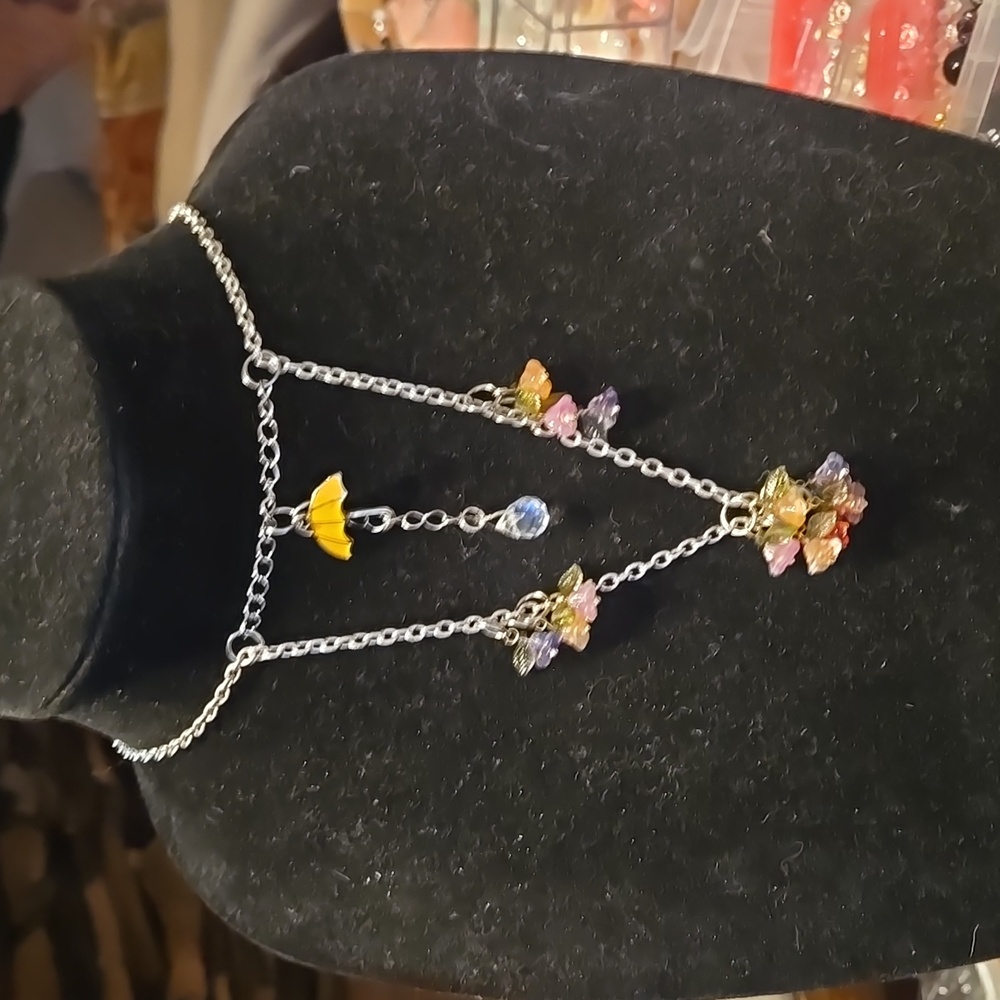 Silver Necklace with Multicolor Charms